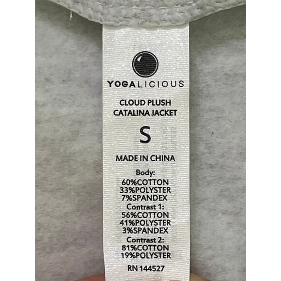 Yogalicious Cloud Plush Catalina Jacket Light Gray Zip Hoodie Size S Cozy - Picture 2 of 9